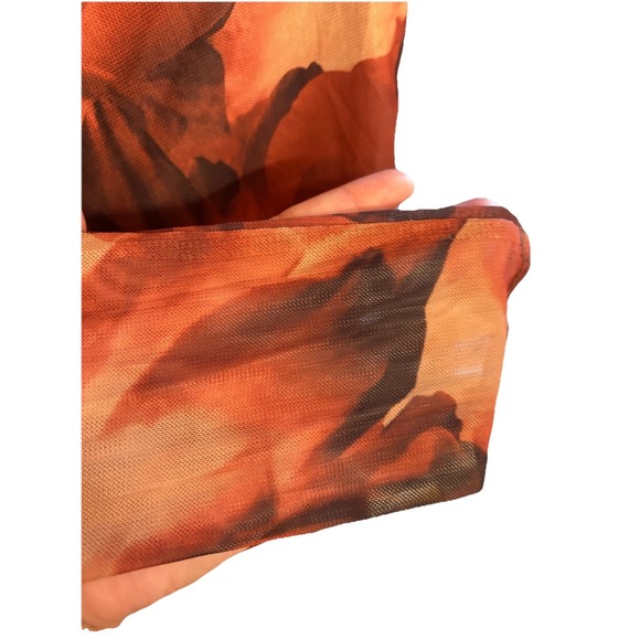 Merokeety Women Long Sleeve Bodycon Mesh Mock Neck Rouged Maxi Dress-S NWT - Picture 3 of 4